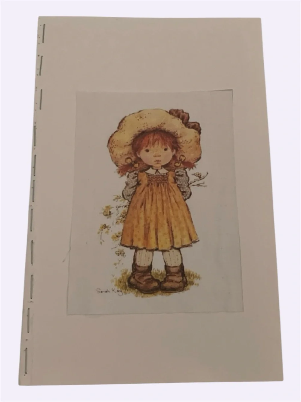 Illustrated Vintage Upcycled Handmade Journal with Little Girl Artwork